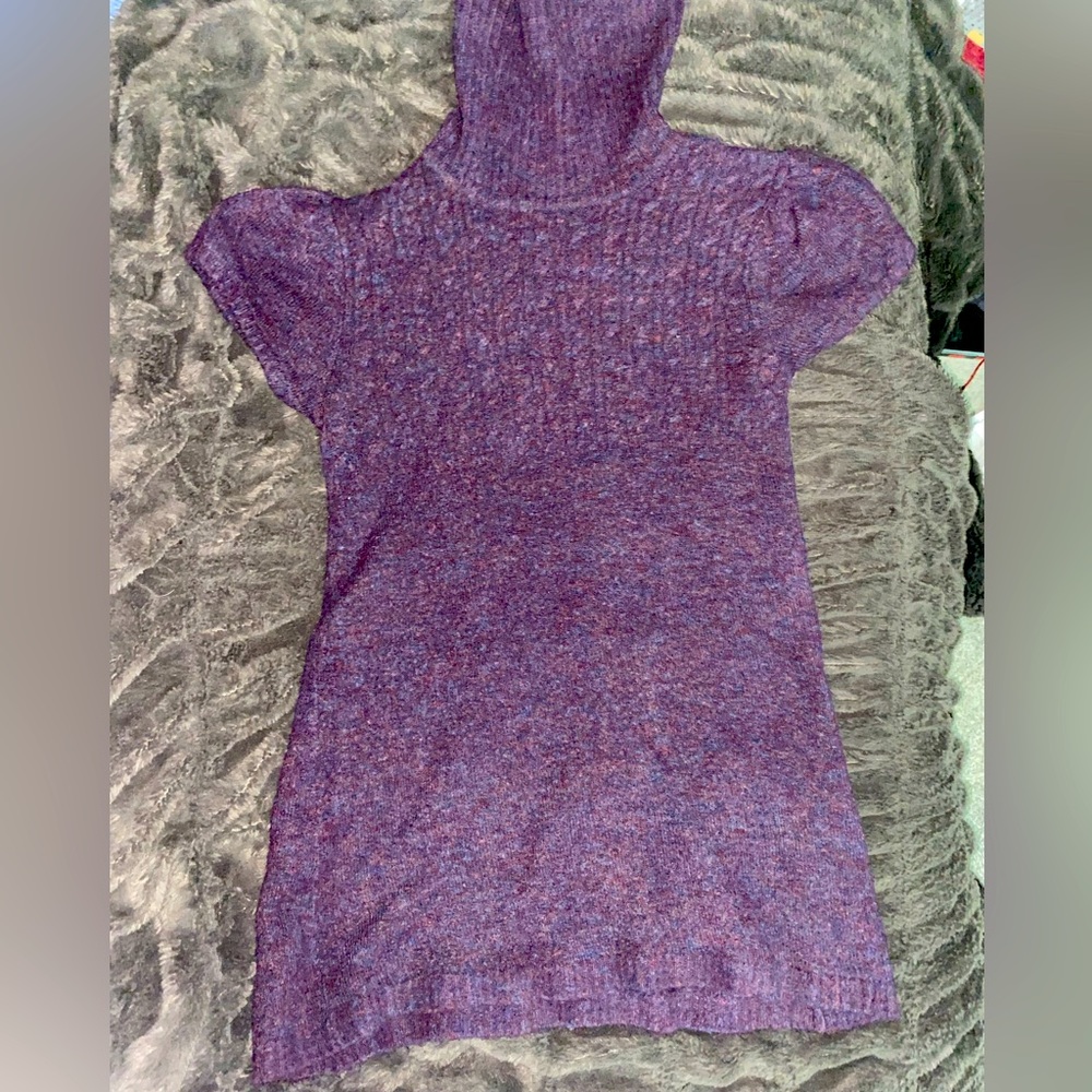 Purple extra long short sleeve sweater